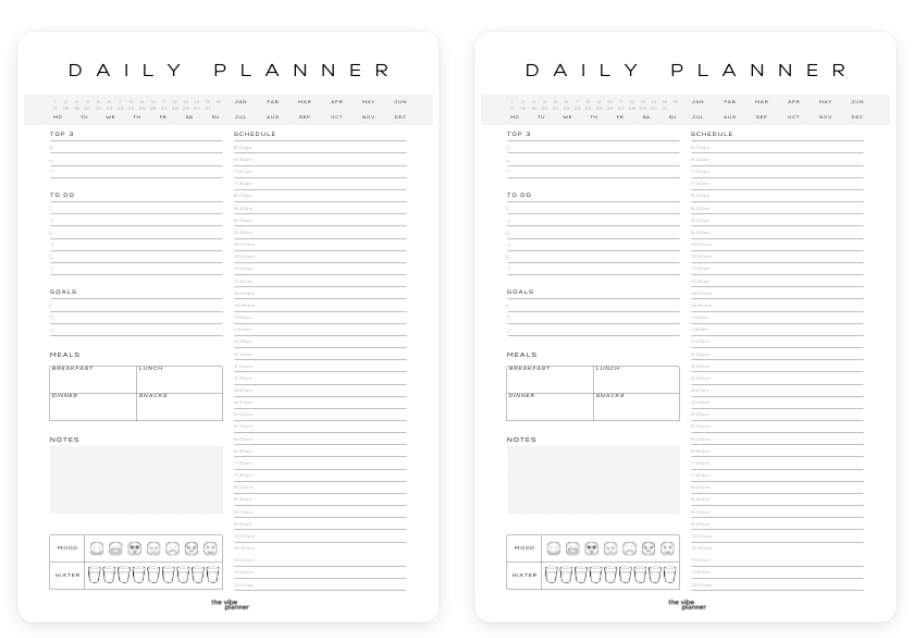 Undated Daily Planner Inserts - The Vibe Planner